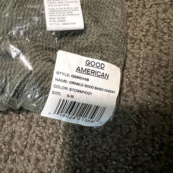 Good American Good Basic Crinkle Cheeky Bikini Bottom in Stormy001 Size 5/6 - Picture 3 of 4